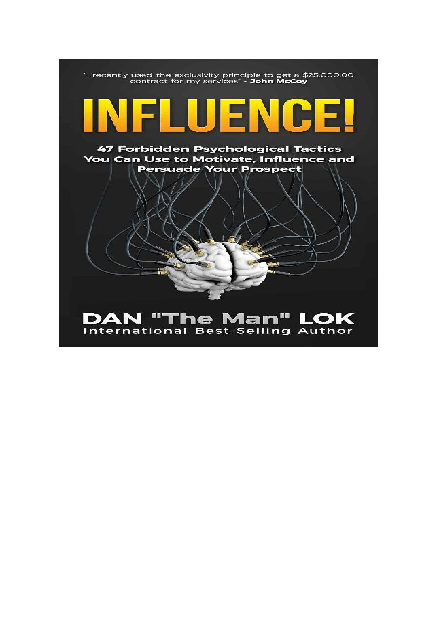 DAN LOK INFLUENCE! 47 FORBIDDEN PSYCHOLOGICAL TACTICS YOU CAN USE