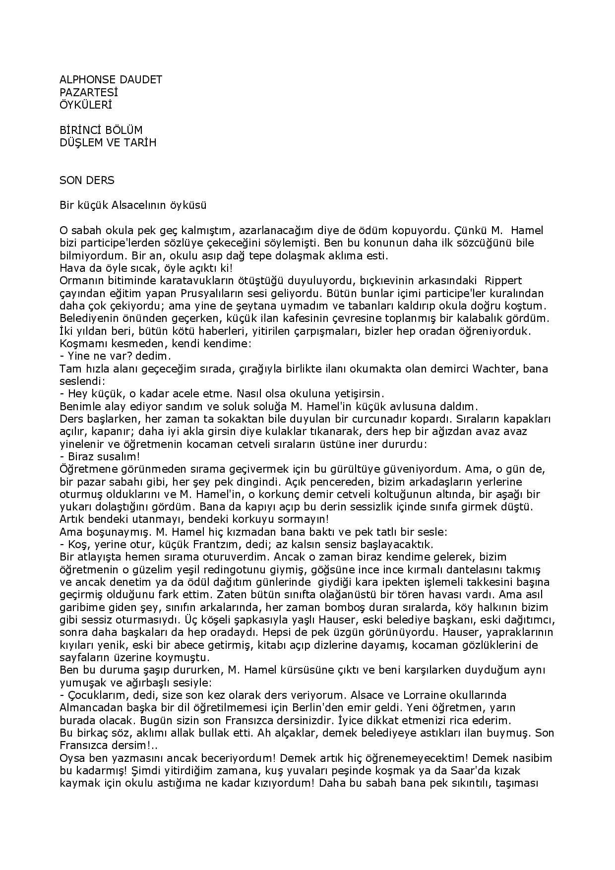 ALPHONSE DAUDET   PAZARTESI ÖYKÜLERI