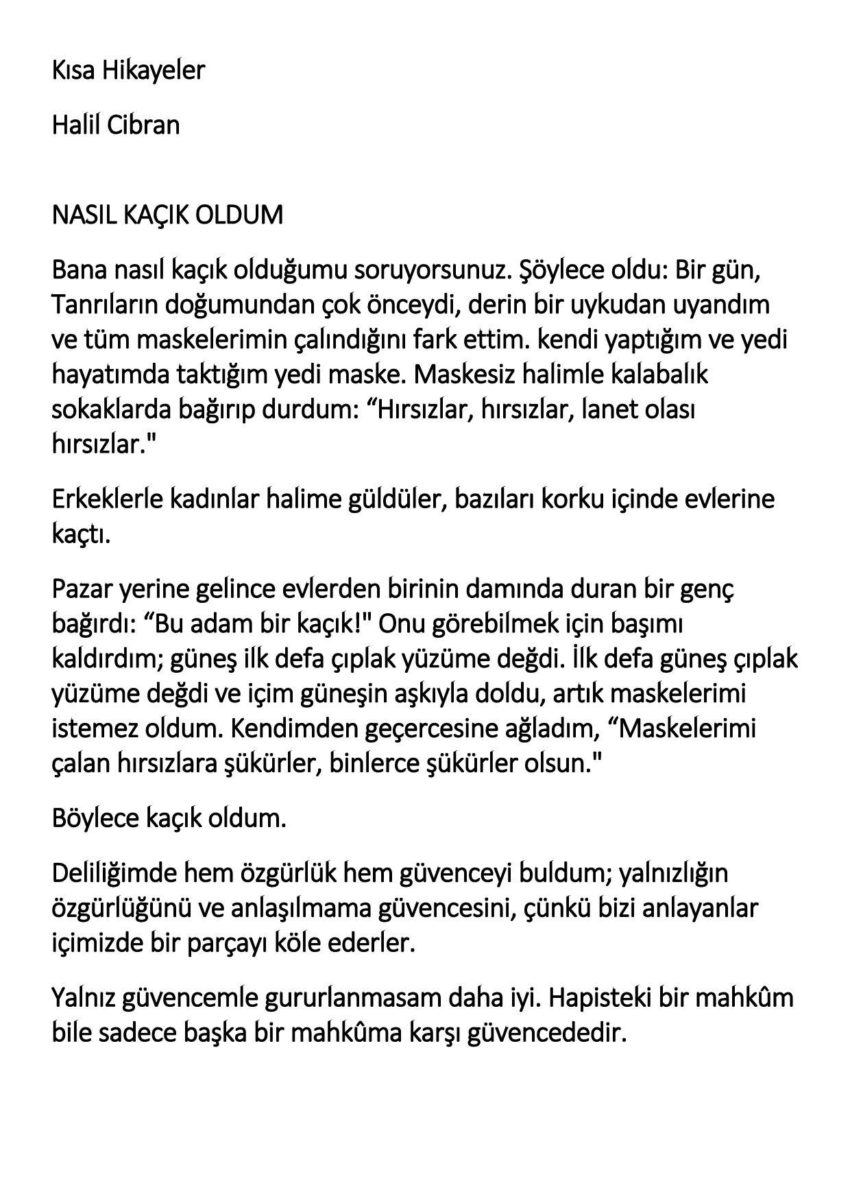HALIL CIBRAN   KISA HIKAYELER (1)