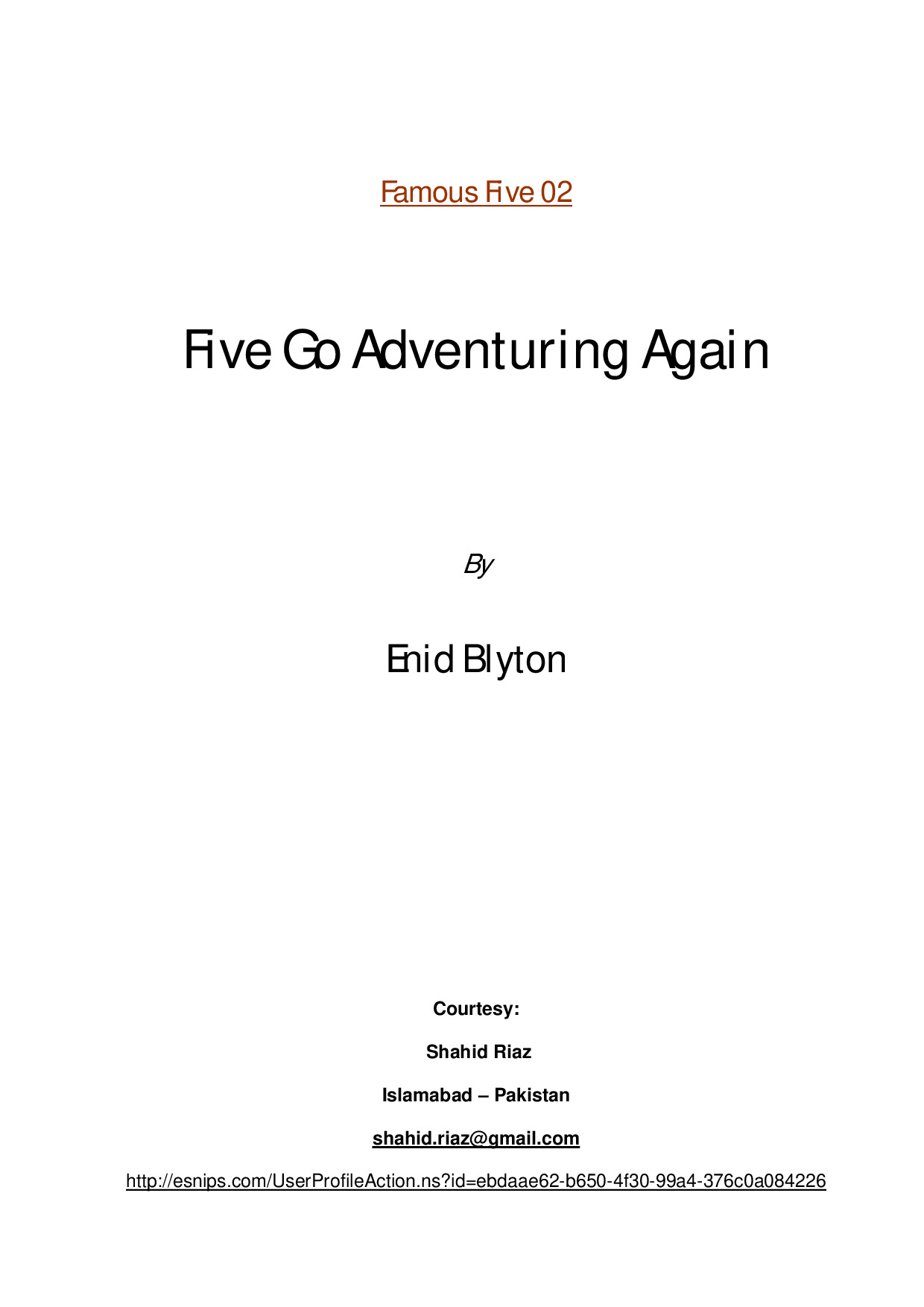 FIVE GO ADVENTURING AGAIN (FAMOUS FIVE)