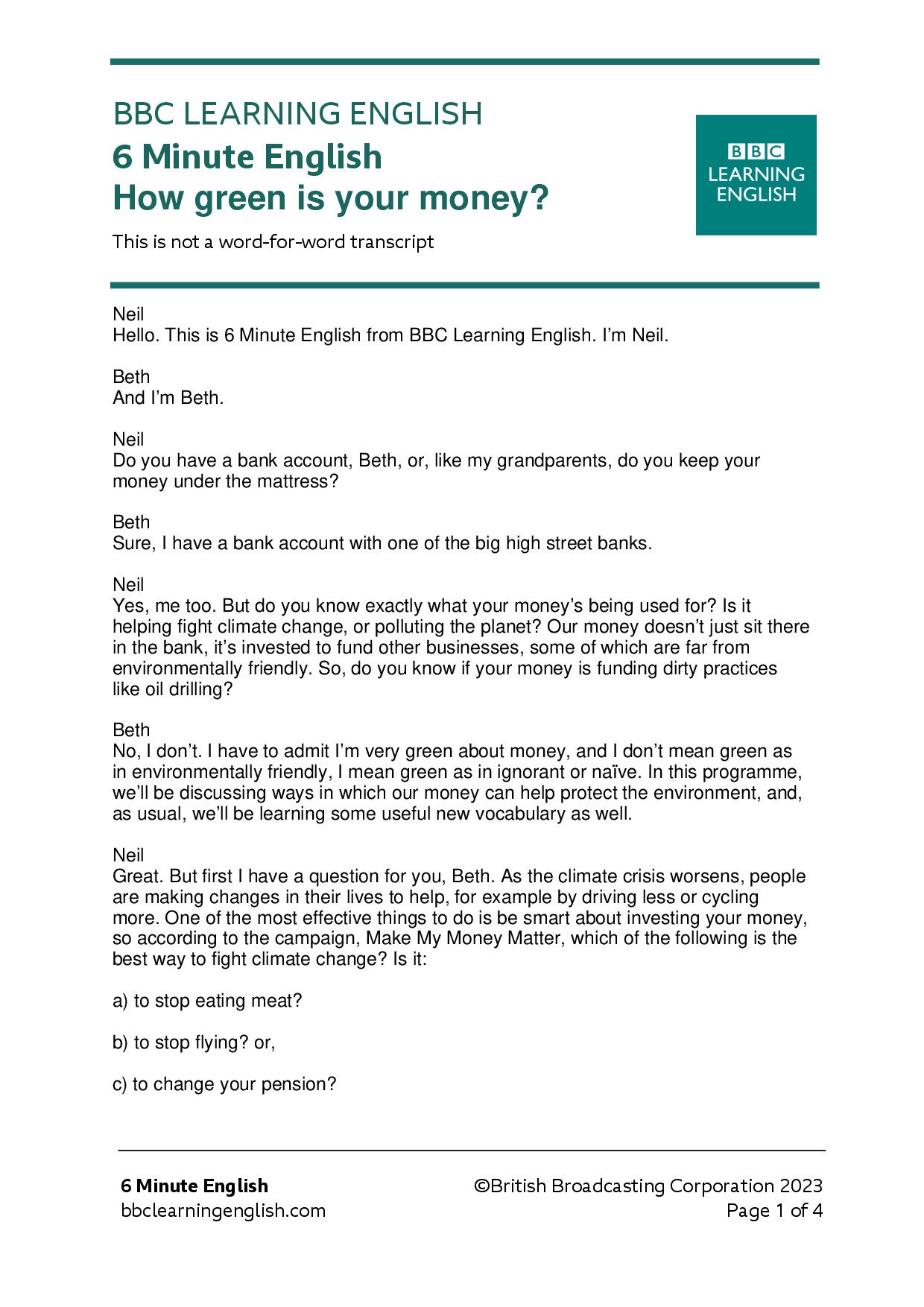 HOW GREEN IS YOUR MONEY