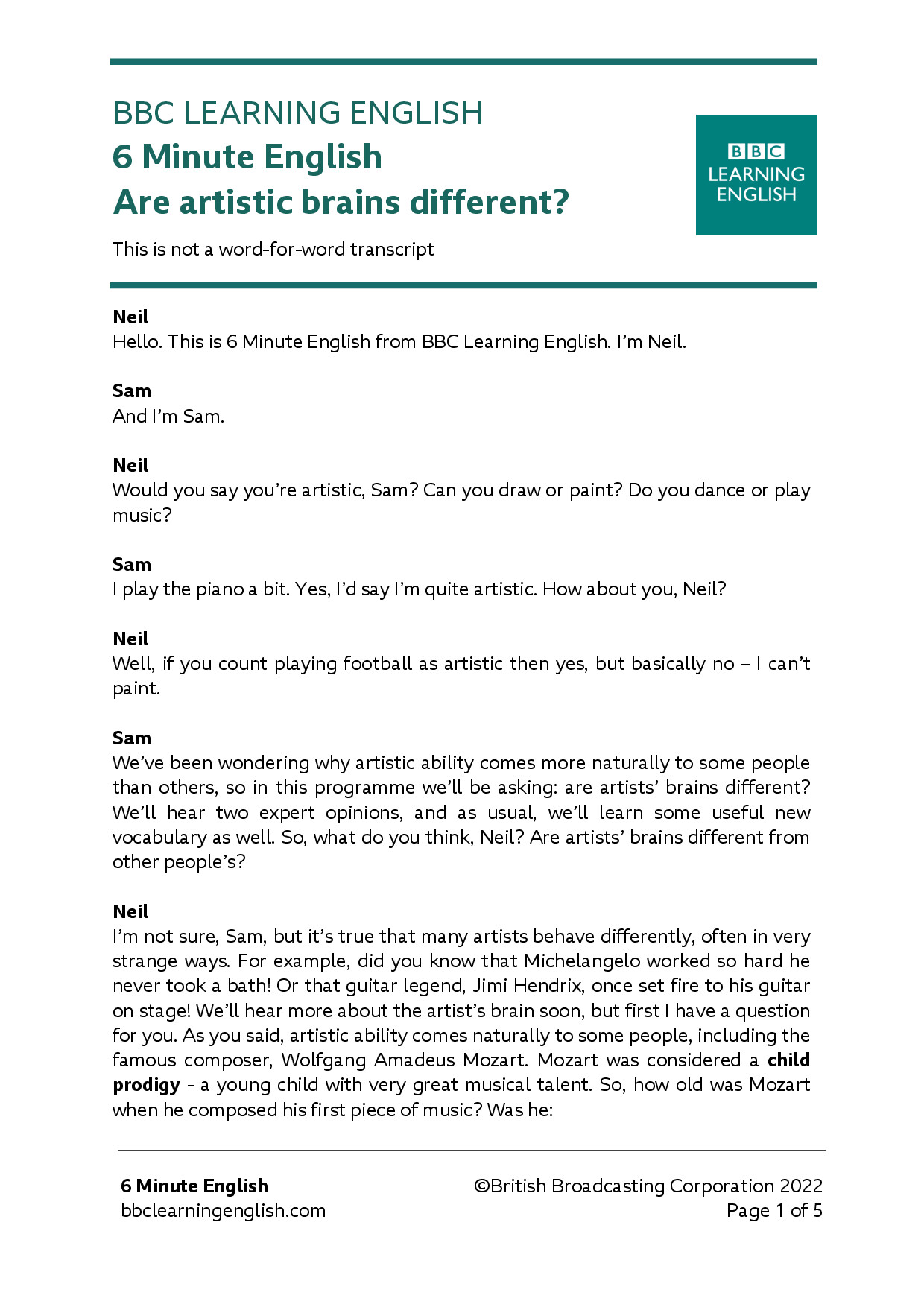 ARE ARTISTIC BRAINS DIFFERENT