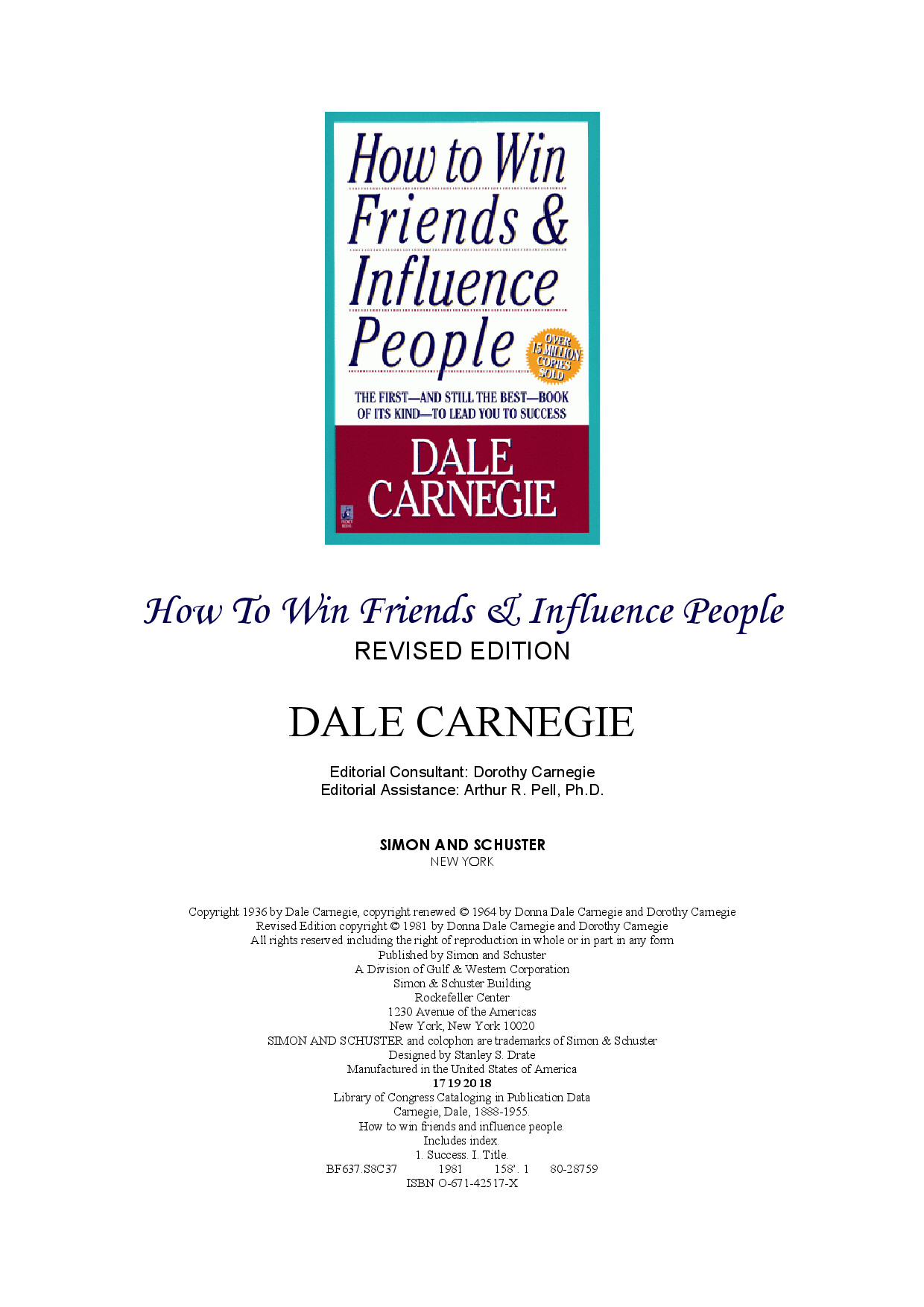DALE CARNEGIE  HOW TO WIN FRIENDS & INFLUENCE PEOPLE