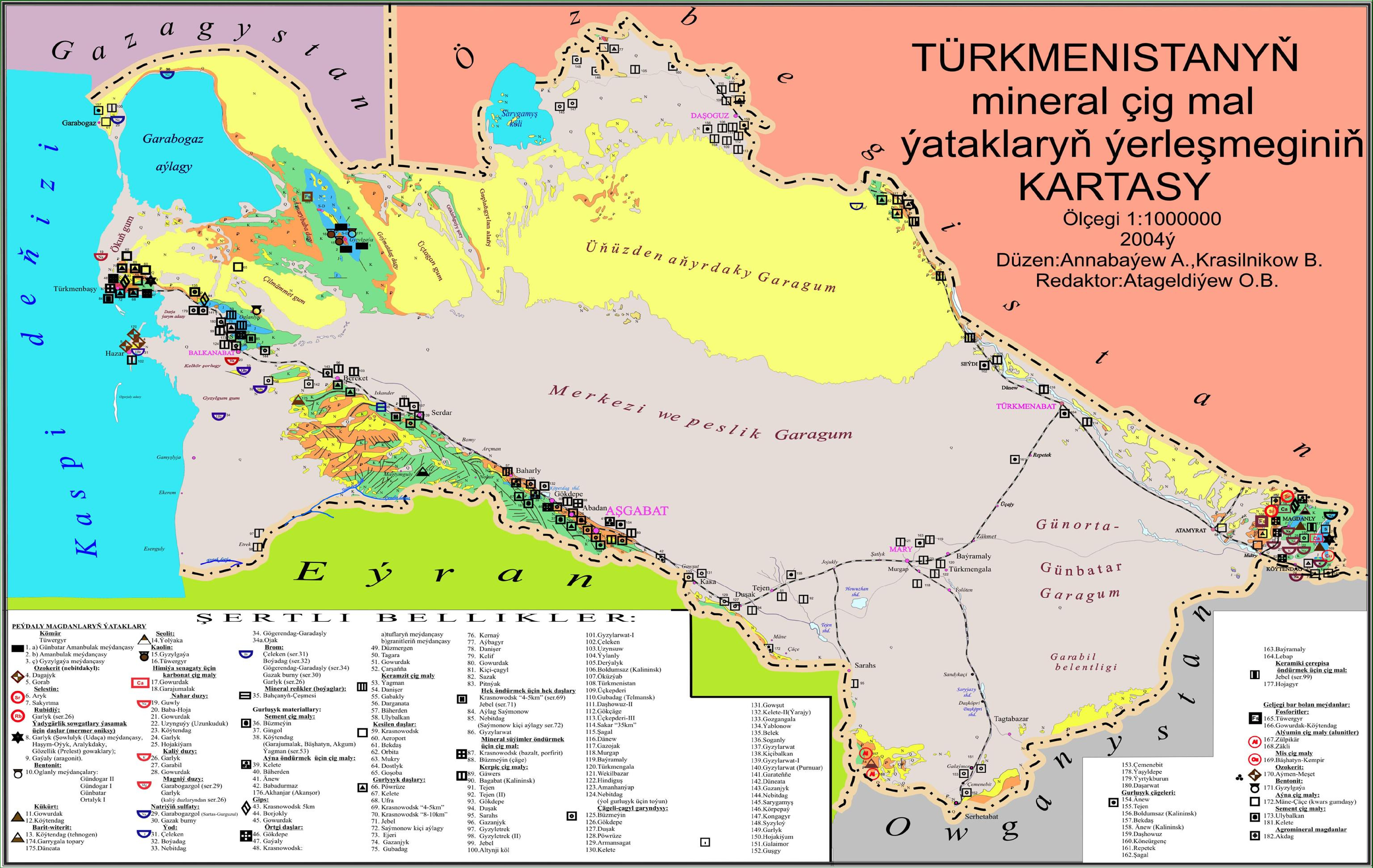 TÜRKMENISTANYŇ ÇIG MINERAL MAL ÝATAKLARY ÝERLEŞMEGINIŇ KARTASY