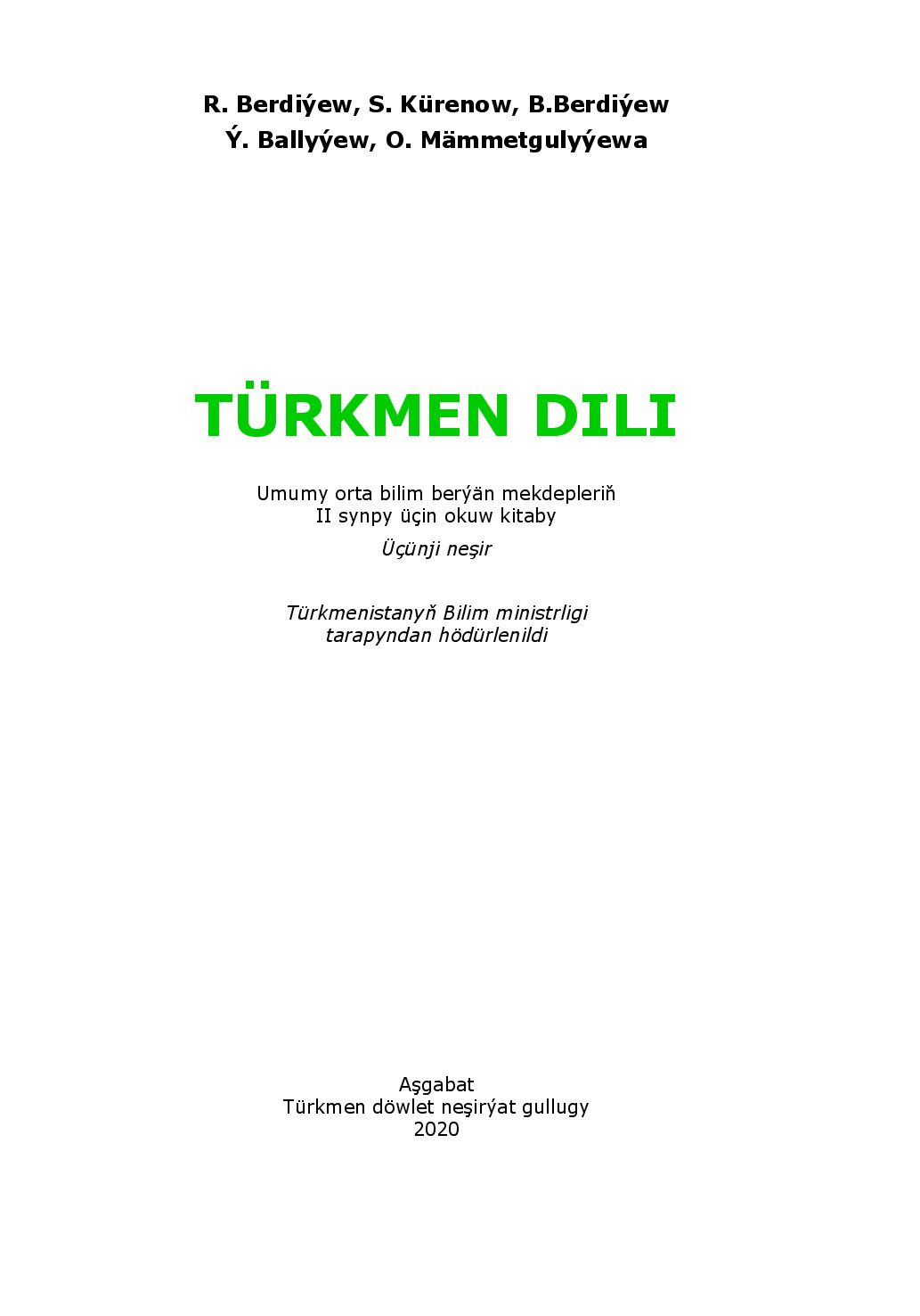 Turkmen Dili Ii Synp   2020
