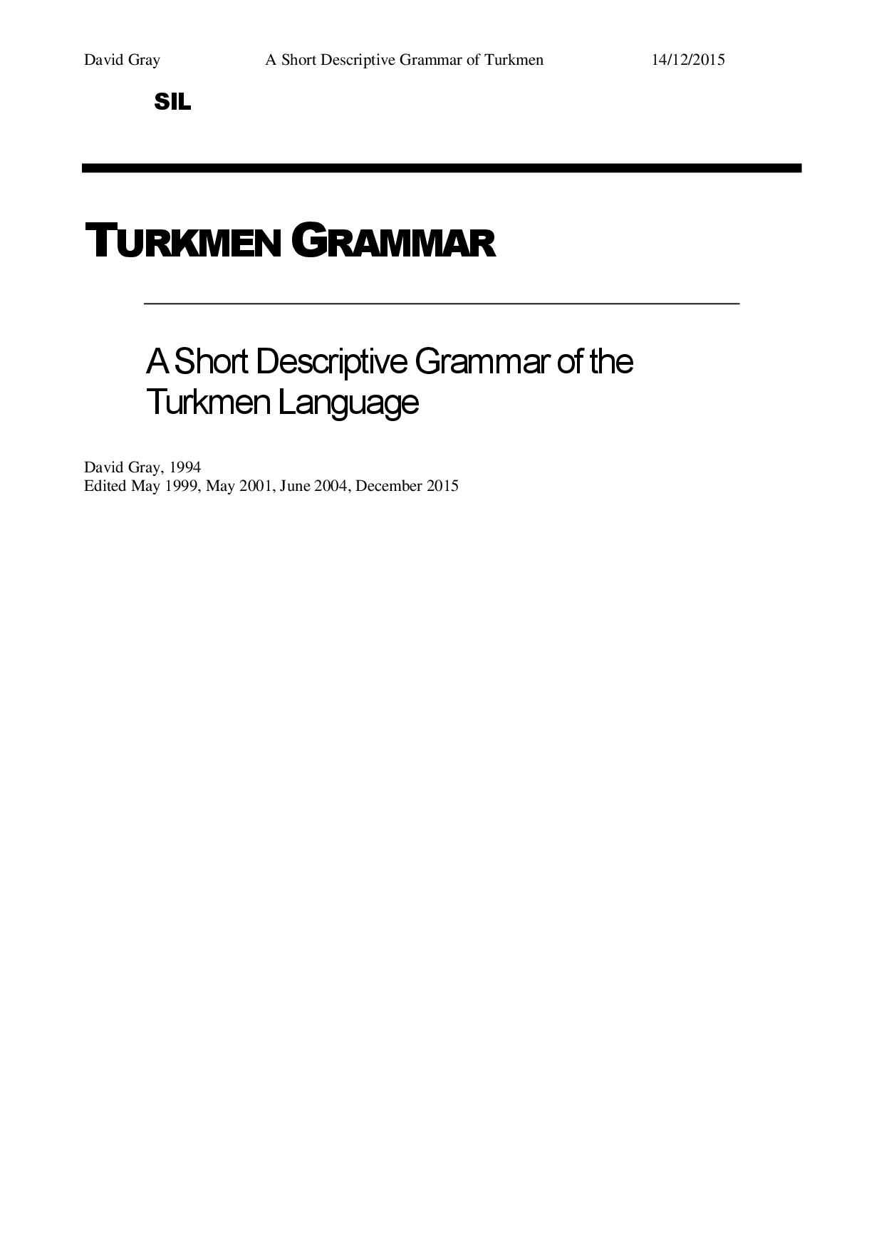 TURKMEN GRAMMAR
