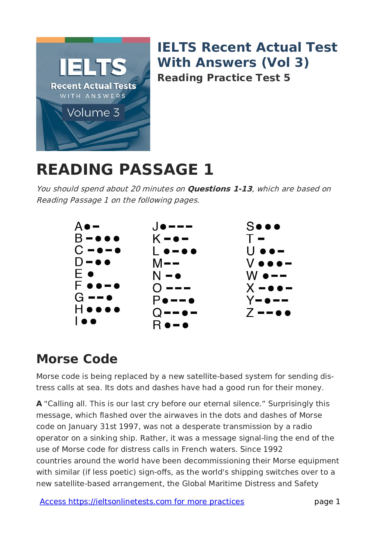RECENT EXAM READING