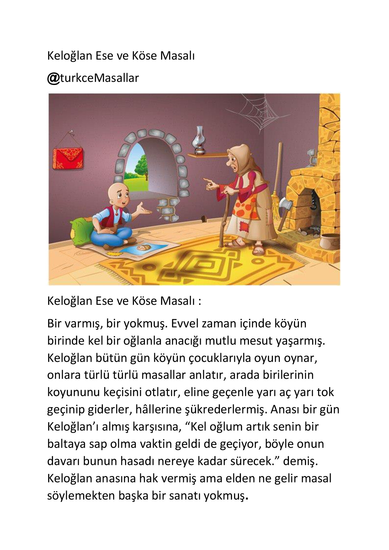 KELOĞLAN ESE VE KÖSE MASALI