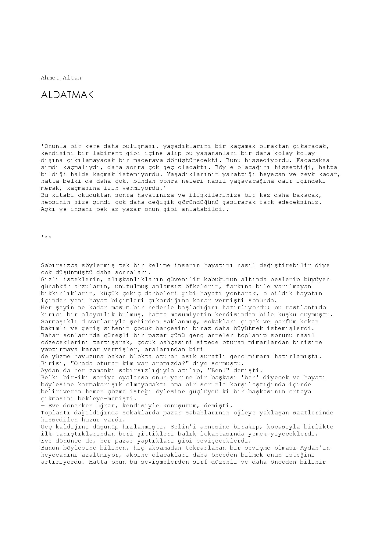 AHMET ALTAN   ALDATMAK