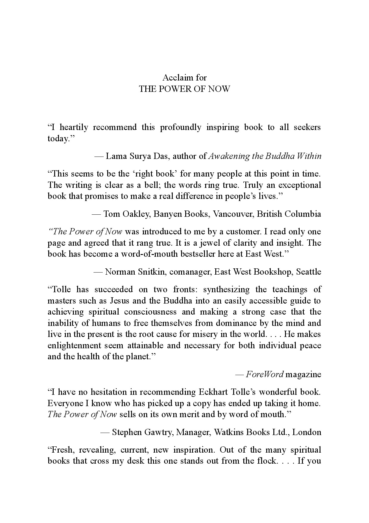 THE POWER OF NOW