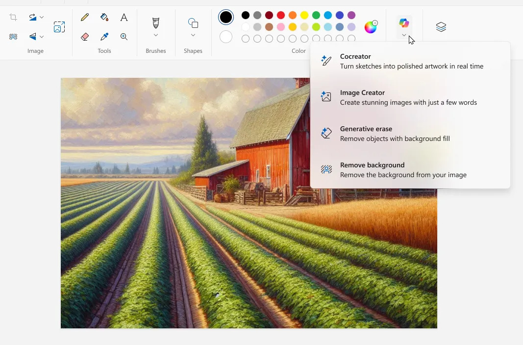 Microsoft Paint programmasyna Copilot AI kömekçisini goşdy