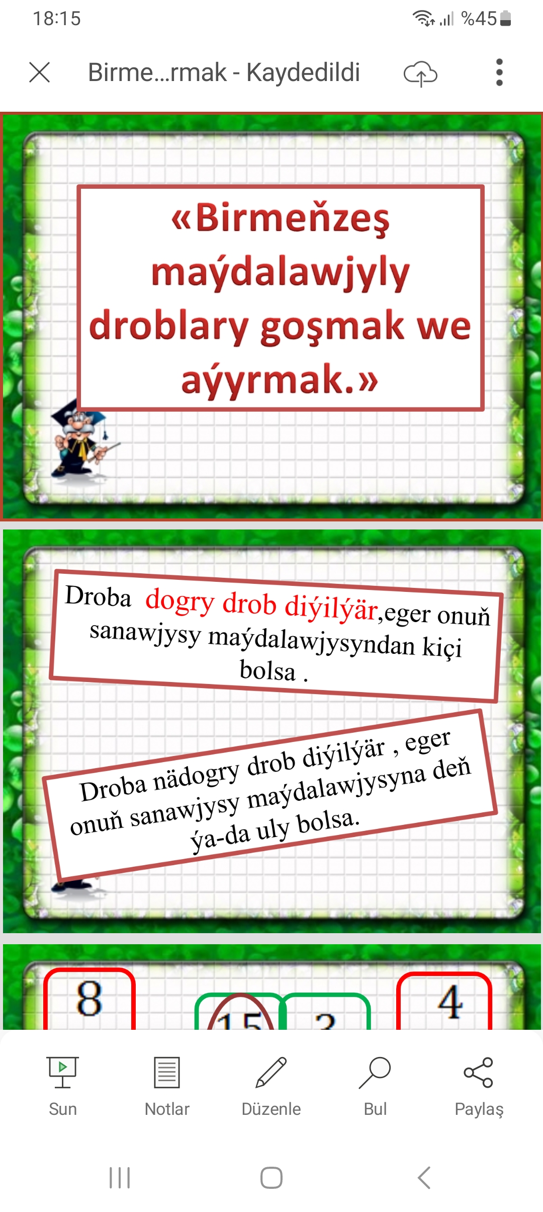 ORTA ARIFMETIK BAHA DÜŞÜNJESINI ÖWRETMEGIŇ USULLARY