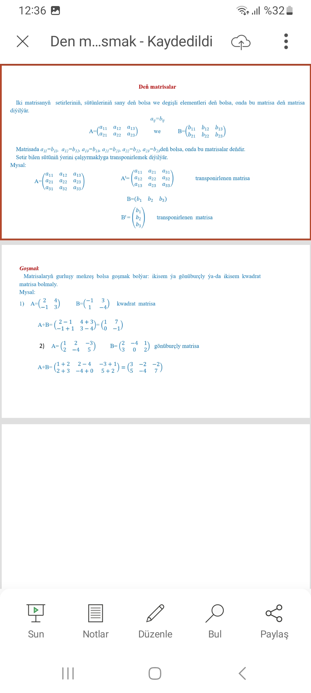 MATEMATIKA MYSALLAR
