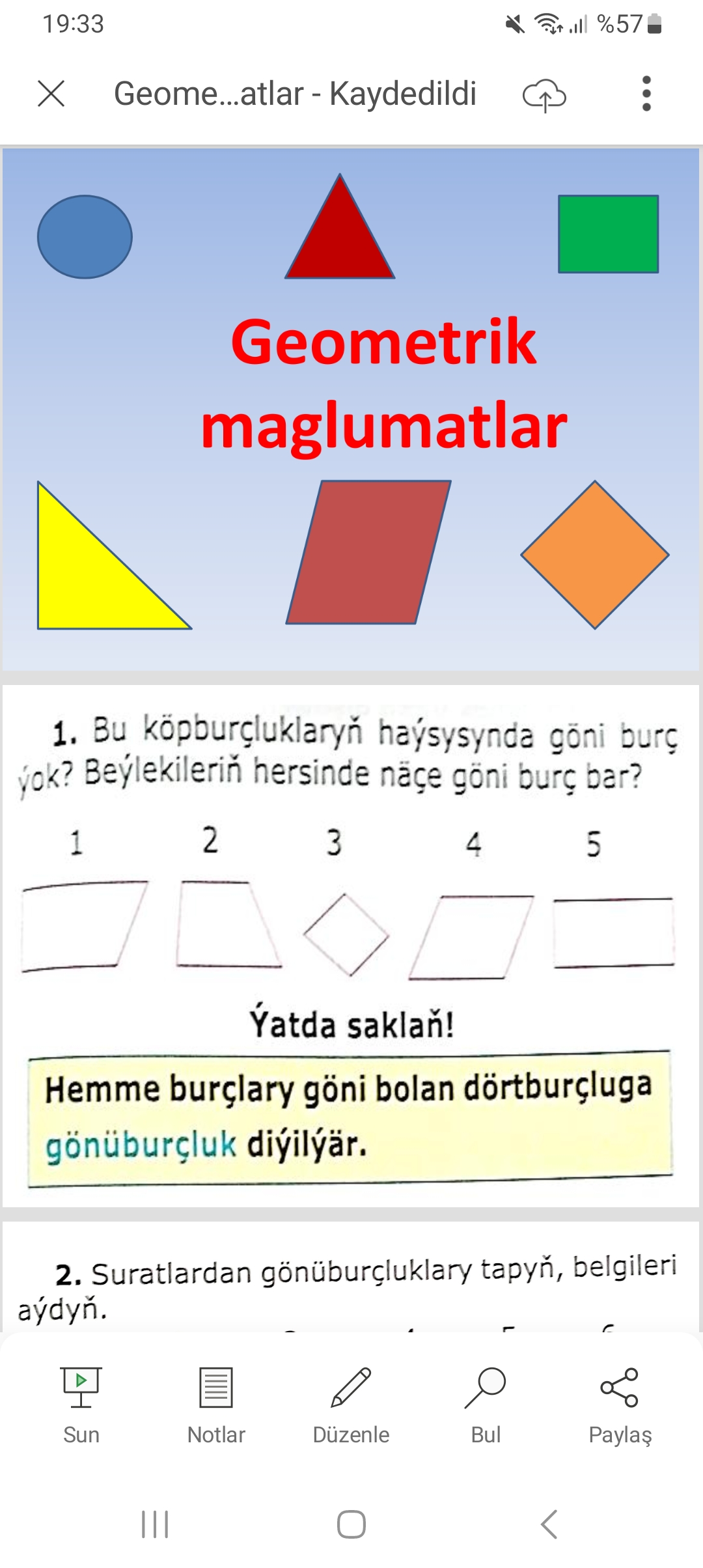 GEOMETRIK MAGLUMATLAR