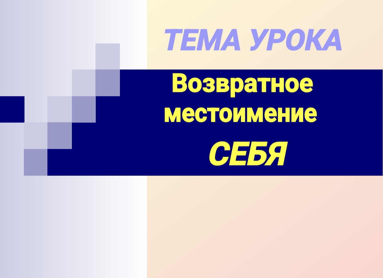 ВОЗВРАТНОЕ МЕСТОИМЕНИЯ СЕБЯ