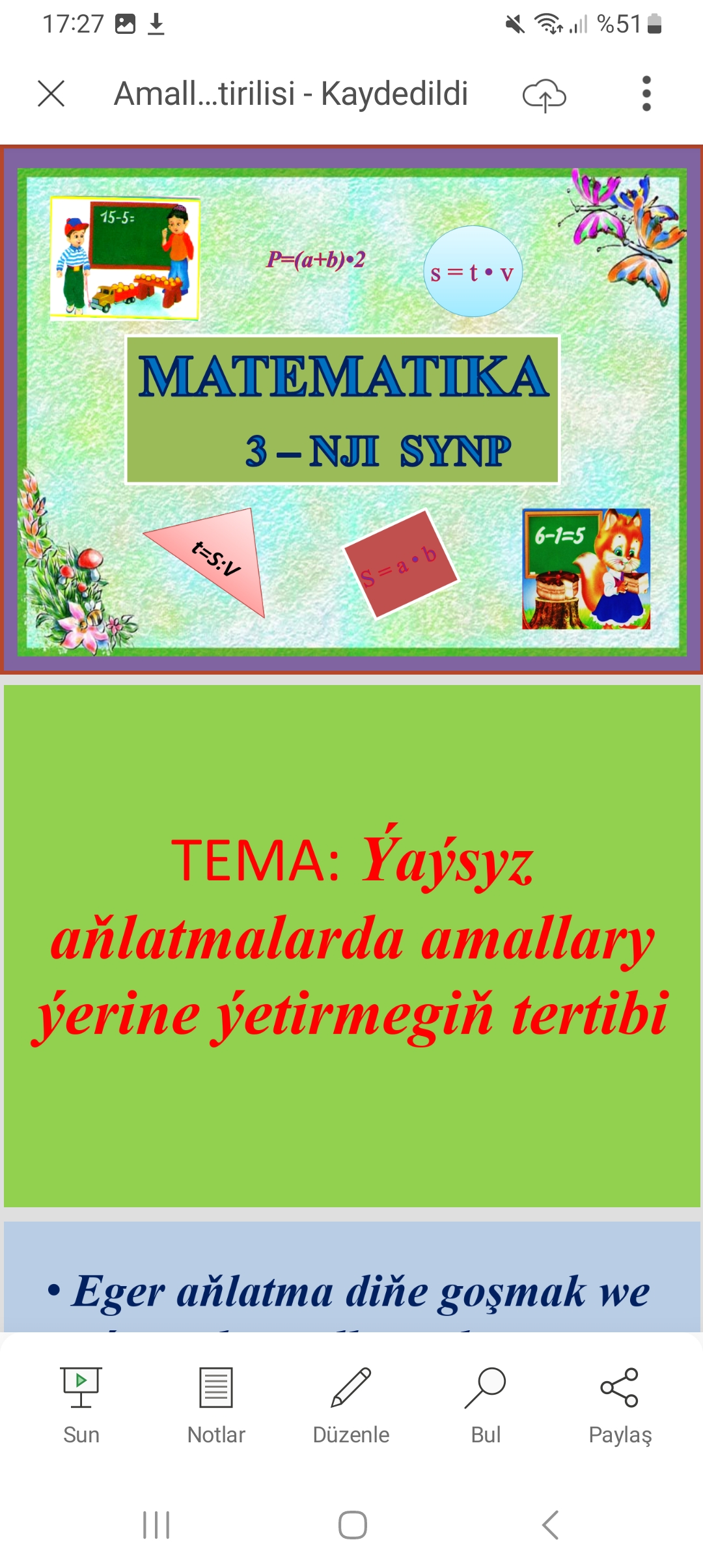 AMALLARYN YERINE YETIRILISI