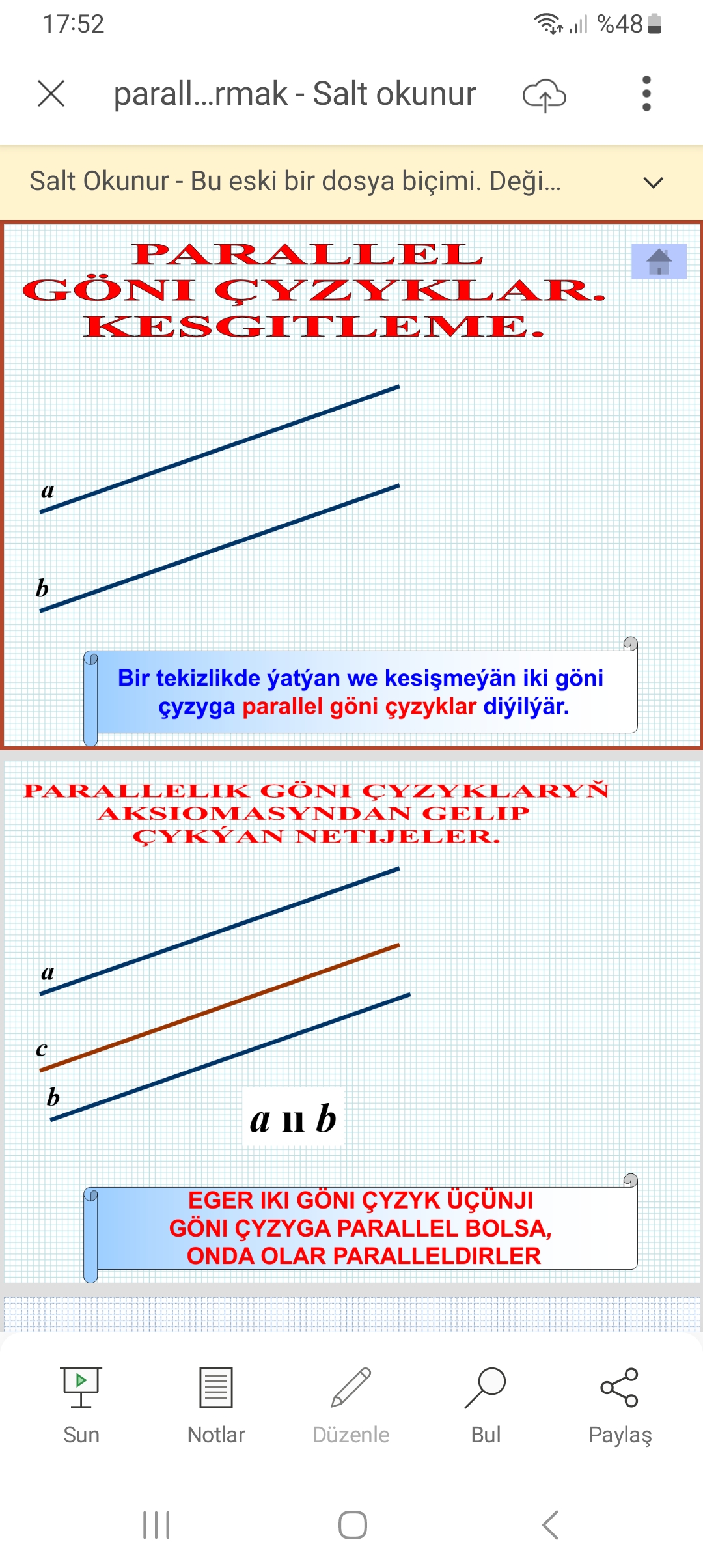 PARALLEL GÖNI ÇYZYKLARY GURMAK