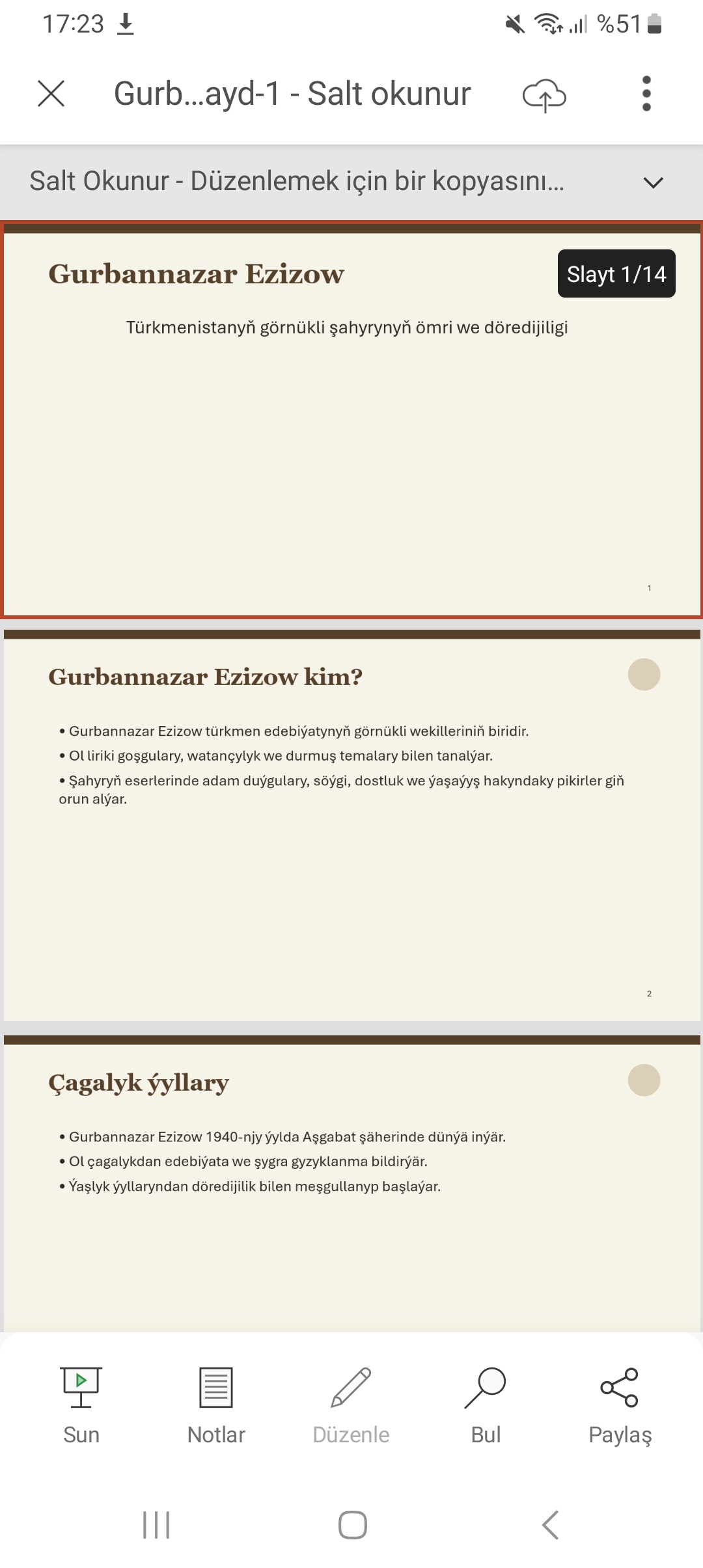 GURBANNAZAR EZIZOW 15 SLAYD 1