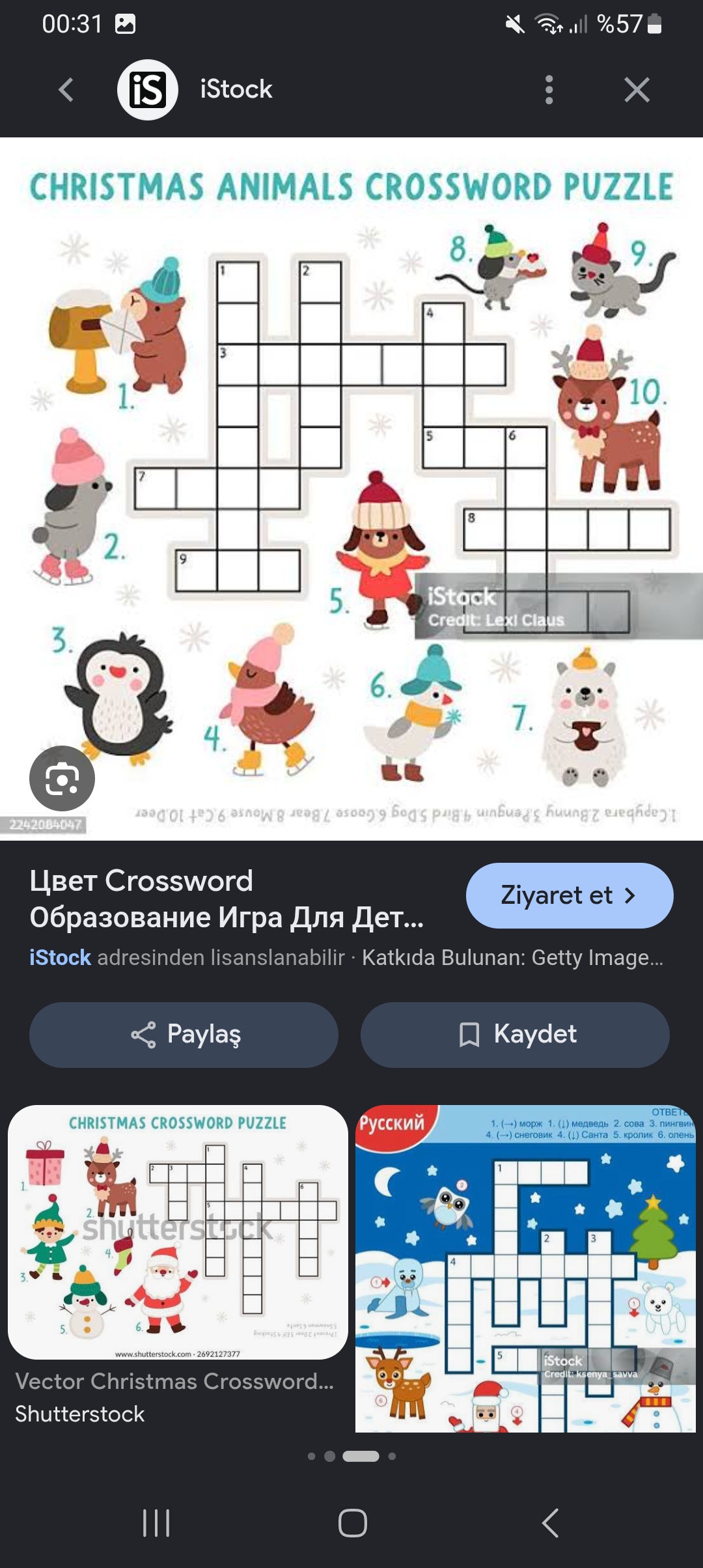 animal christmas day krssword