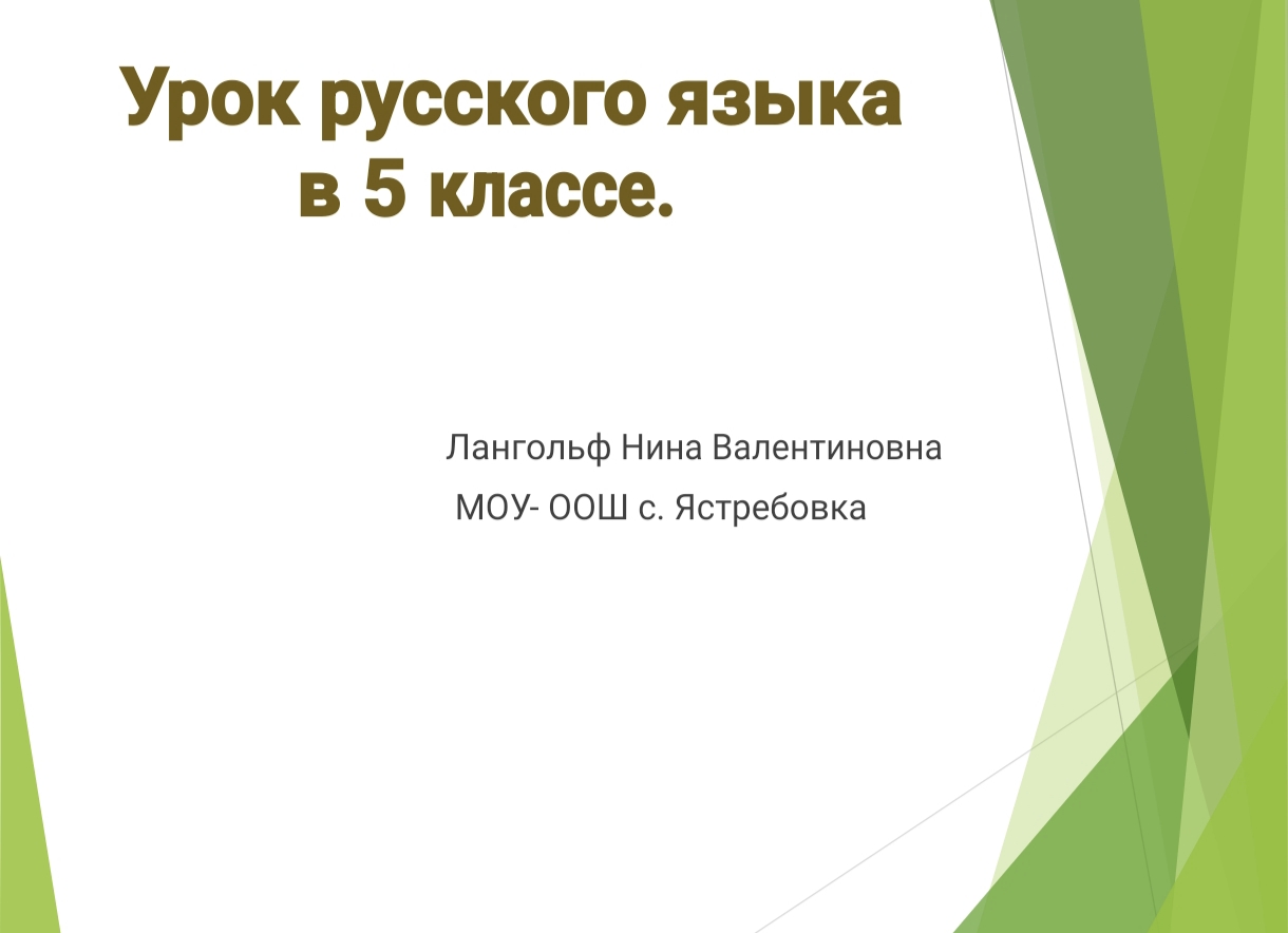 УРОК РУССКОГО ЯЗЫКА В 5 КЛАССЕ