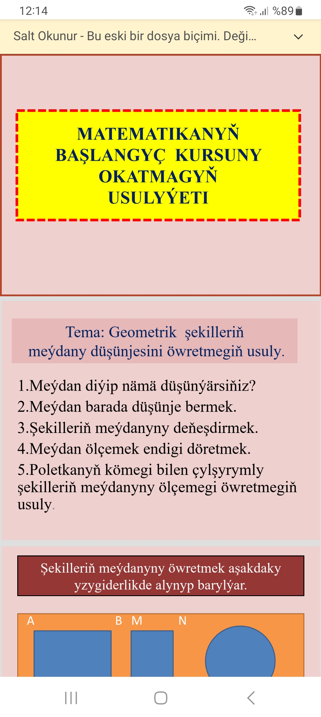 GEOMETRIKI SEKILLERIN MEYDANY